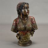 Austrian Polychrome Painted Bronze Bust of Diana