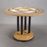 Art Moderne Marble Specimen Inlaid Pedestal Center Table