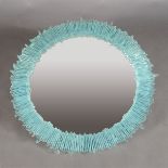 Modern Blue Glass Starburst Mirror