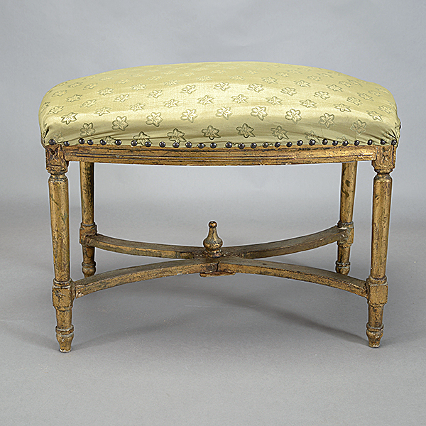 French Louis XVI Style Carved Wood Upholstered Bench - Image 4 of 4