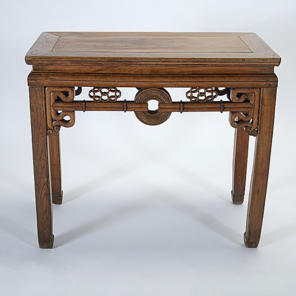 An Elmwood Side Table The rectangular table set with a single-panel top, the openwork aprons - Image 3 of 4