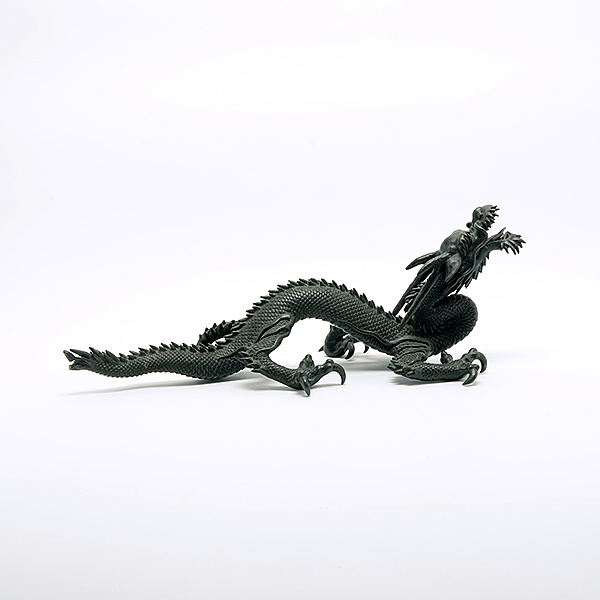 A Japanese Bronze Dragon The sinuous three-clawed dragon shown with an open mouth issuing a - Image 3 of 10