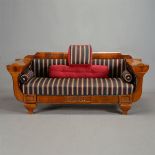 American Empire Revival Upholstered Sofa, with compartment armrests