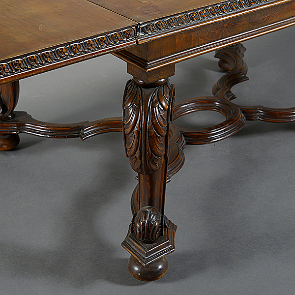 Renaissance Style Trestle Table with Two Leaves - Image 3 of 4