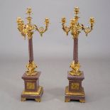 Pair of French Louis XV Style Dore Bronze Four Light Candelabra