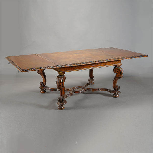 Renaissance Style Trestle Table with Two Leaves