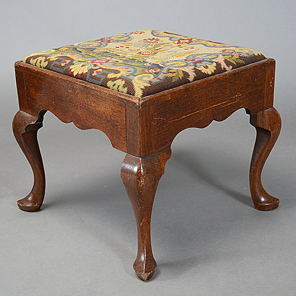 Two Associated Queen Anne or Chippendale Style Walnut Benches, the first fitted with a leather seat, - Image 3 of 4