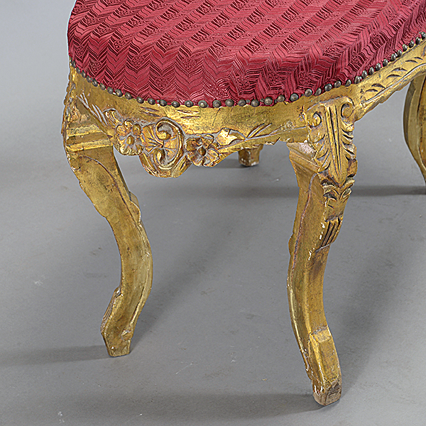 Louis XV Style Gilt Carved Bench with Red Upholstery - Image 2 of 4