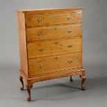 American Chippendale Pine Four Drawer Chest on Stand, 18th Century