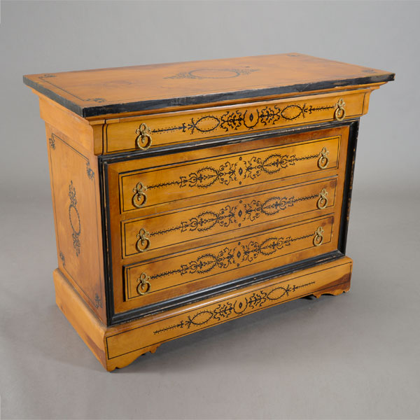 French Charles X Style Inlaid Four Drawer Commode