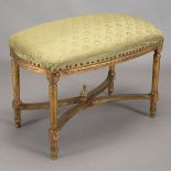 French Louis XVI Style Carved Wood Upholstered Bench