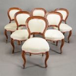 Suite of Six Rococo Revival Cream Upholstered Dining Chairs