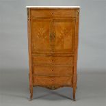French Inlaid Bronze Mount Secretaire · Abattant Fall Front Desk, with marble top