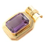 Amethyst, 14k Yellow Gold Pendant Enhancer. Featuring one emerald-cut amethyst weighing