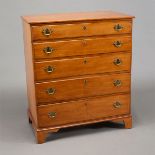 American Chippendale Five Drawer Chest of Drawers on Block Feet