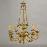 Regence Style Dore Bronze Eight Light Chandelier with Birds