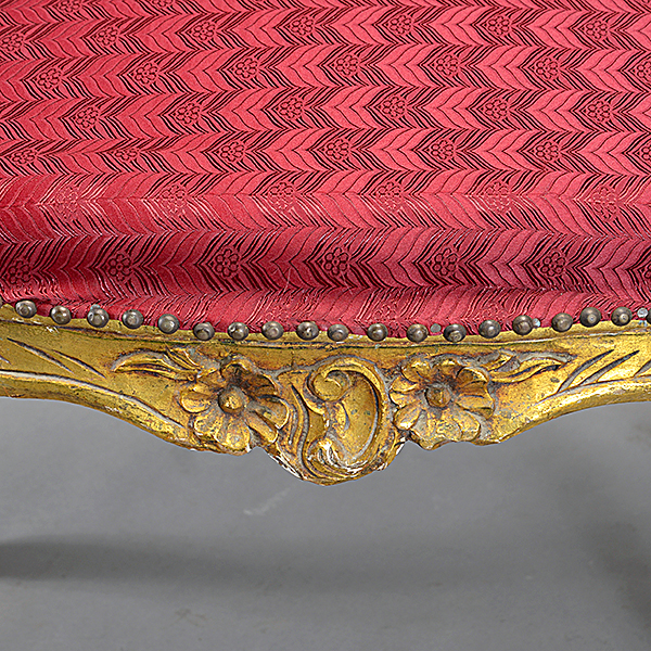 Louis XV Style Gilt Carved Bench with Red Upholstery - Image 3 of 4