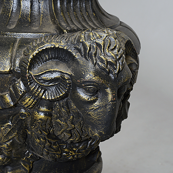 Pair of Large Renaissance Style Cast Urns with Rams Heads - Image 2 of 4