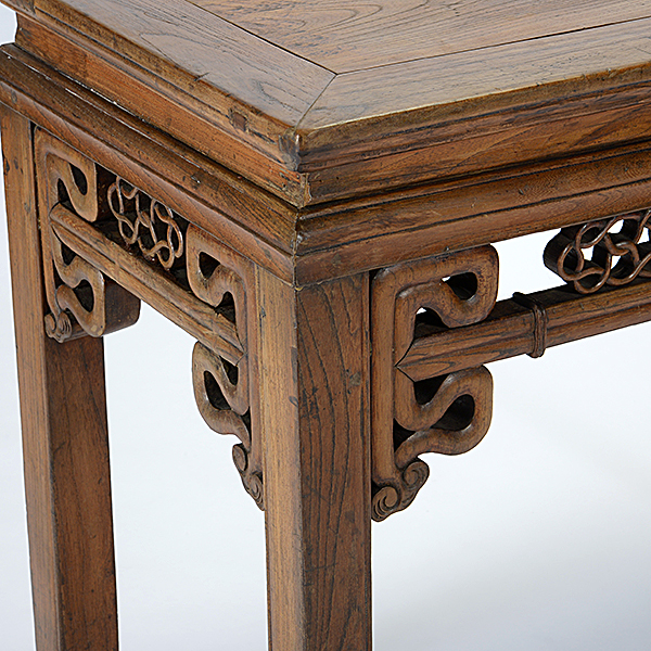 An Elmwood Side Table The rectangular table set with a single-panel top, the openwork aprons - Image 2 of 4