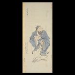 A Chinese Watercolor Figural Painting Hanging scroll, ink and color on paper, inscribed, signed,