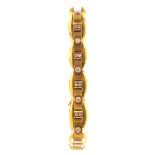 Diamond, 18k Yellow Gold Bracelet. Featuring thirteen old European-cut diamonds weighing a total