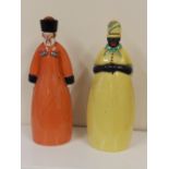 A pair of French Roby porcelain figural bottles – one a/f