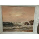 Gerhard Lukas-Larsen – oil on canvas – 'Atlantic Breakers', signed, 19” x 23”