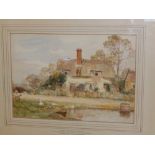 James Aumonier – watercolour – Landscape with cottage, 7” x 10”