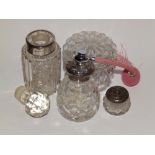 A silver topped scent bottle and three others (4)