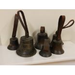 Six numbered hand bells