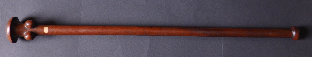 An antique South Seas Vanuatu wooden club, having mushroom finial above two nodule projections ,