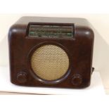 A brown bakelite Bush radio