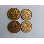 Four Victorian gold sovereigns – 1885,1889, 1894 & 1896