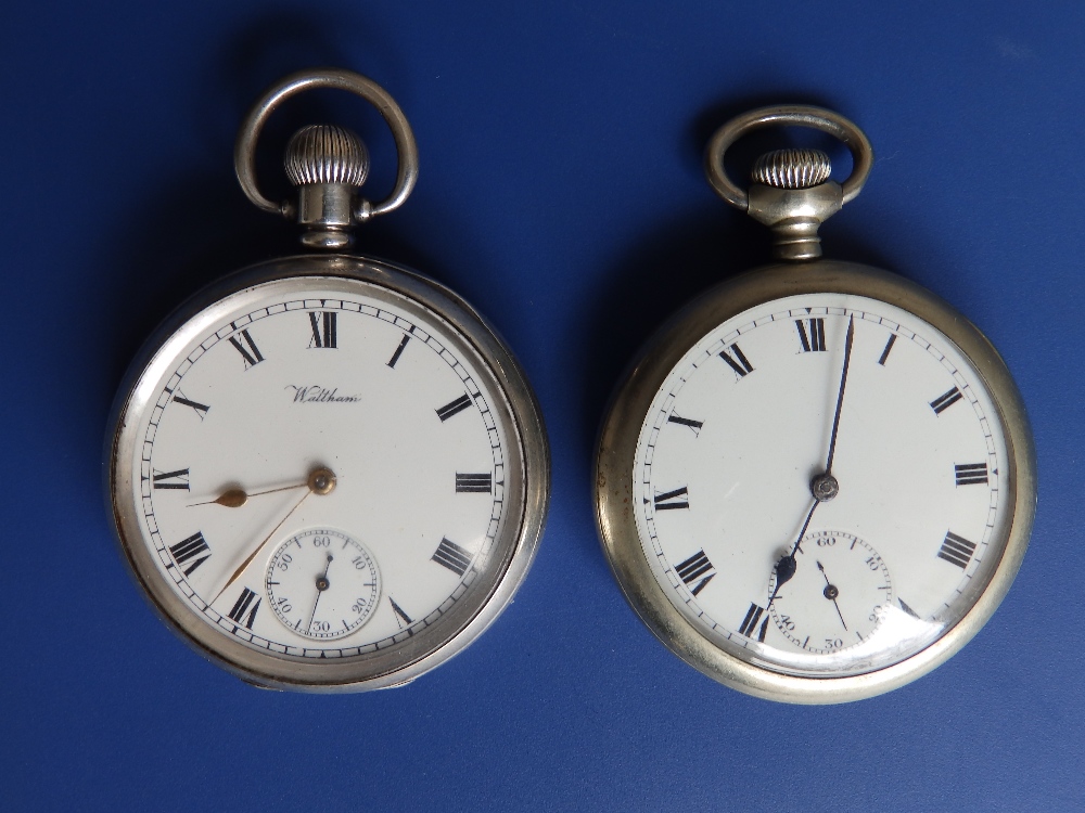 A silver Waltham pocket watch with subsidiary seconds and one other (2)