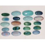 20 elongated oval Ruskin cabochon plaques, 1.3” - 2”