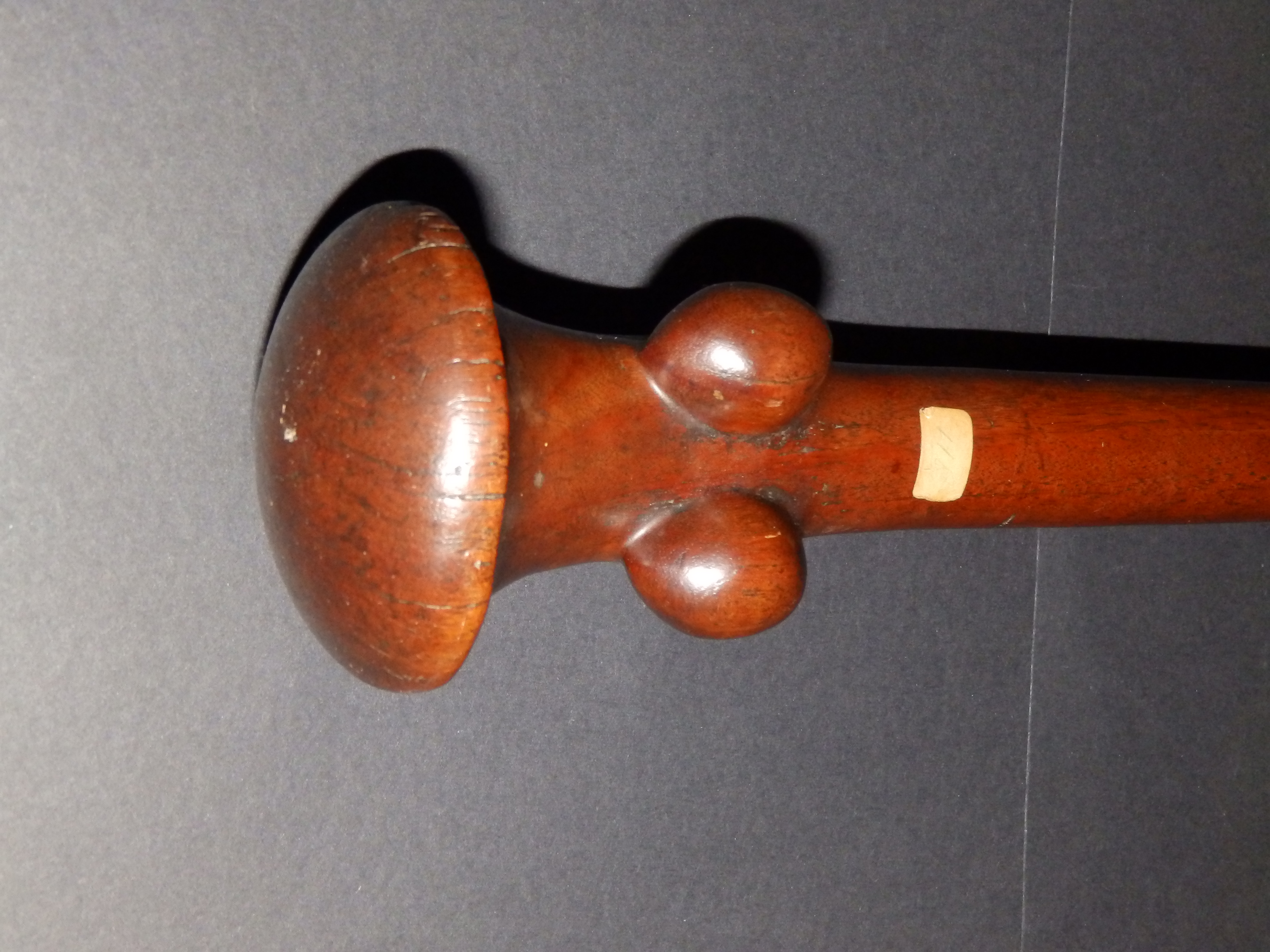 An antique South Seas Vanuatu wooden club, having mushroom finial above two nodule projections , - Image 3 of 4