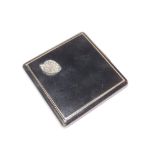 A black enamel compact with marcasite decoration