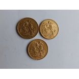 Three Victorian gold sovereigns – 1872, 1873 & 1876