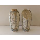 Two Graingers Worcester reticulated vases – a/f