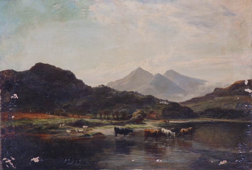 Benjamin Williams Leader (1831-1923) – oil on canvas laid on board – Lakeland scene with cattle