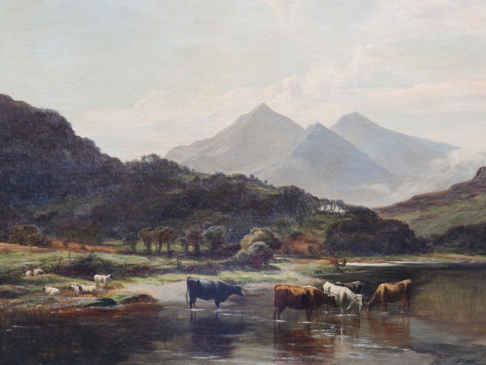 Benjamin Williams Leader (1831-1923) – oil on canvas laid on board – Lakeland scene with cattle - Image 2 of 7