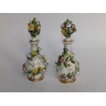 A pair of Coalbrookdale/Rockingham porcelain scent bottles