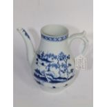 A Worcester blue & white Cannonball pattern coffee pot – missing cover