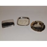 A Birmingham silver cigarette case, a Chinese ashtray and one other (3)