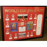 A framed montage of 1966 World Cup souvenirs, featuring (individual) signatures of the full 22 man