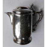 A silver hot water jug, bearing the same presentation inscription to Thomas Cleghorn from the City
