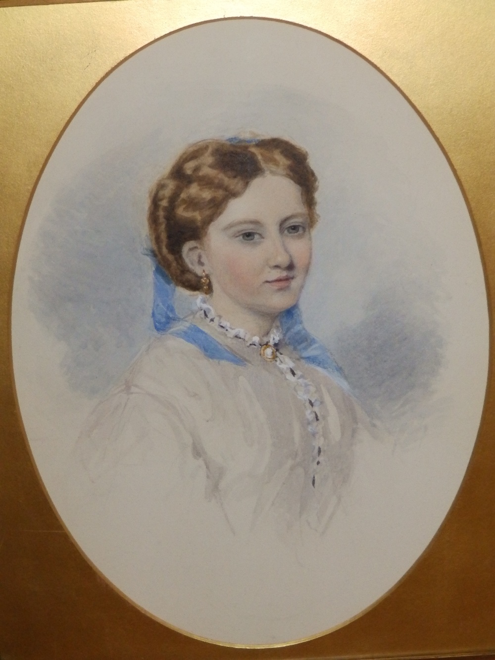 Winthrope – oval watercolour – Portrait of a young woman