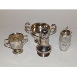 A small silver sugar bowl and three other pieces (4)