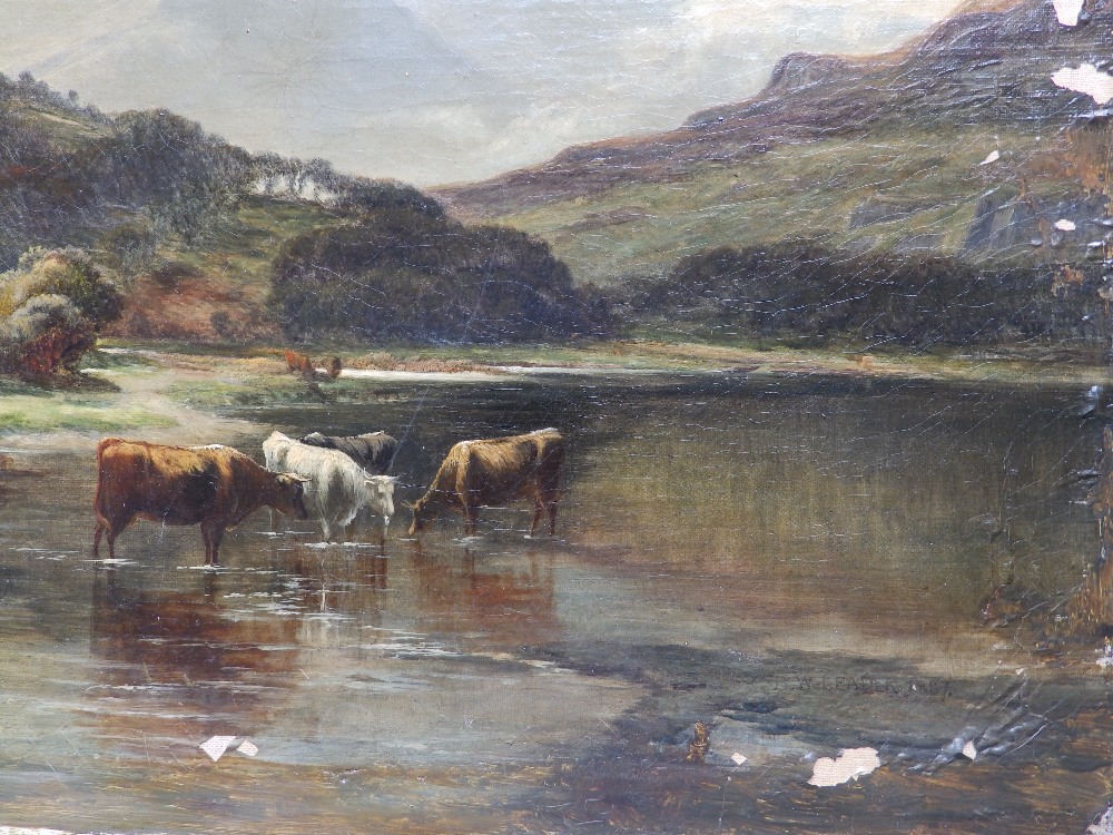 Benjamin Williams Leader (1831-1923) – oil on canvas laid on board – Lakeland scene with cattle - Image 7 of 7