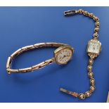 A lady's 9ct gold Everite wrist watch and one other (2)